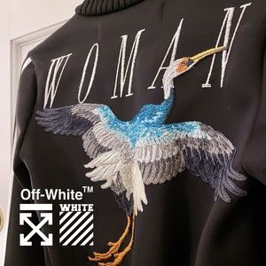 OFF-WHITE $1435 Iconic Emroidered Bird / Heron Bomber Jacket